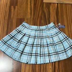 Faded Rose Blue pleated plaid skirt, large NEW WITH TAGS